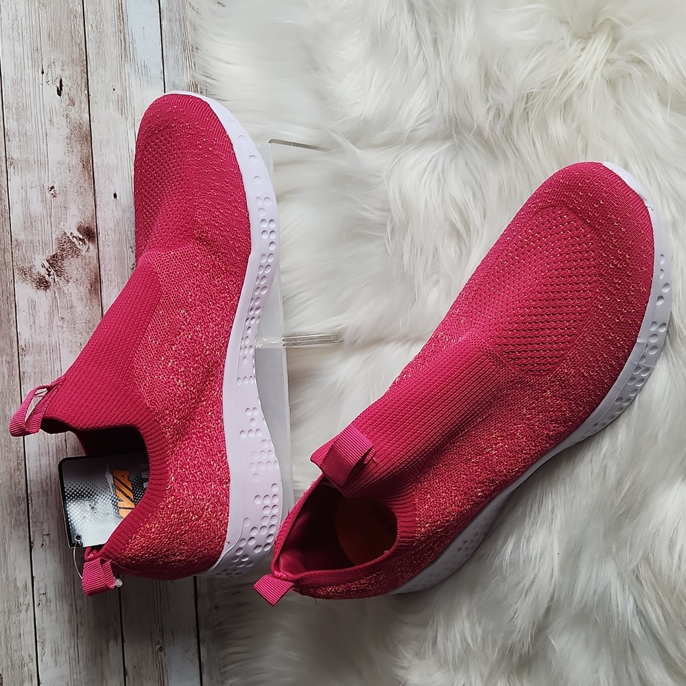 NWT, Avia, women's slip-on sneakers, Size 11W. Bright Pink w Orange - Picture 3 of 7